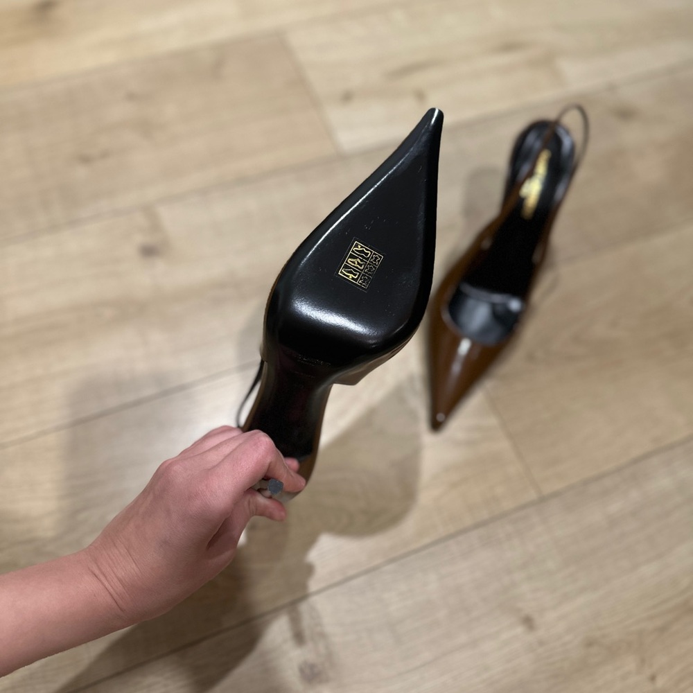 Saint Laurent Elegant Brown Slingback Heels super pointed toe. Size 40 NEW - Picture 5 of 16